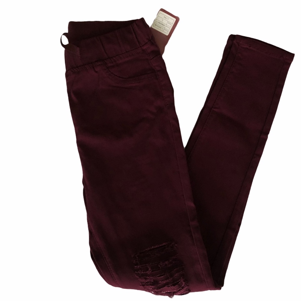 NWT DRAWSTRING SHREDDED JEANS